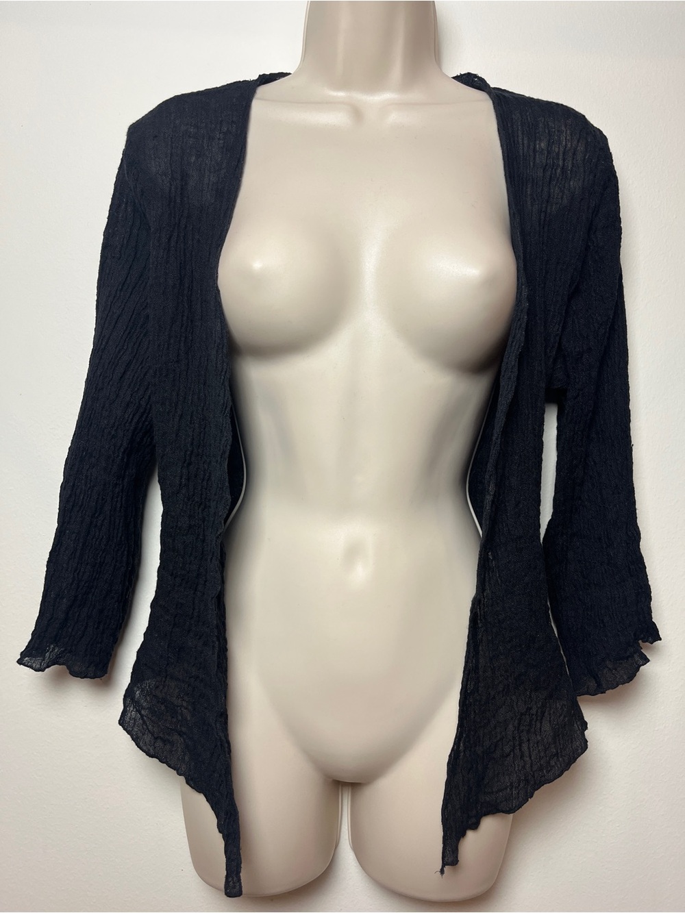 Soft Surroundings Linen Black Knit Open Cardigan Casual Whimsigoth Lightweight